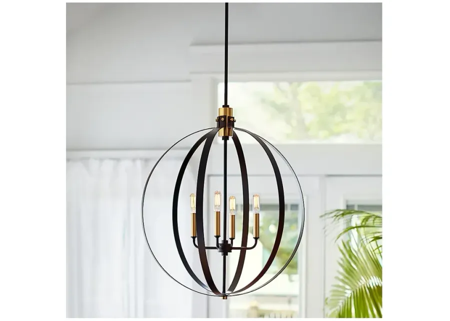 Cirque 24" Wide Black Steel 4-Light Orb Chandelier-black 1 86713-cirque-24-wide-black-steel-4-light-orb-chandelier-black-1.webp