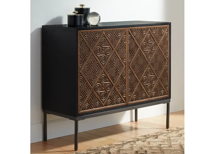 55 Downing Street Vinnie 40" Wide Black and Brown 2-Door Accent Chest-brown