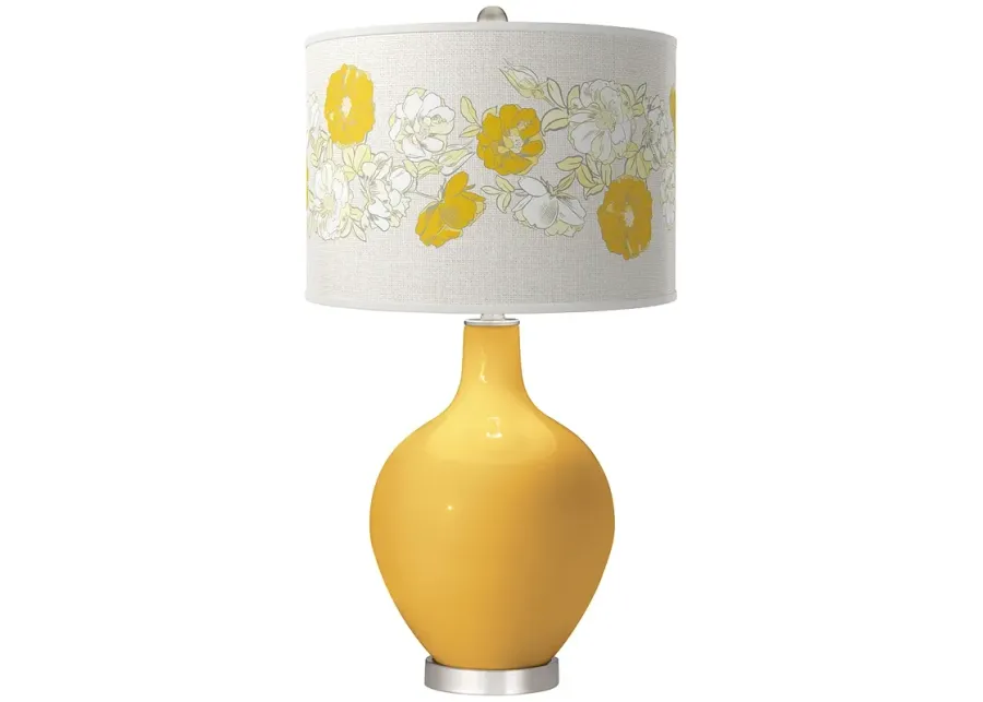 Goldenrod Rose Bouquet Ovo Table Lamp-yellow