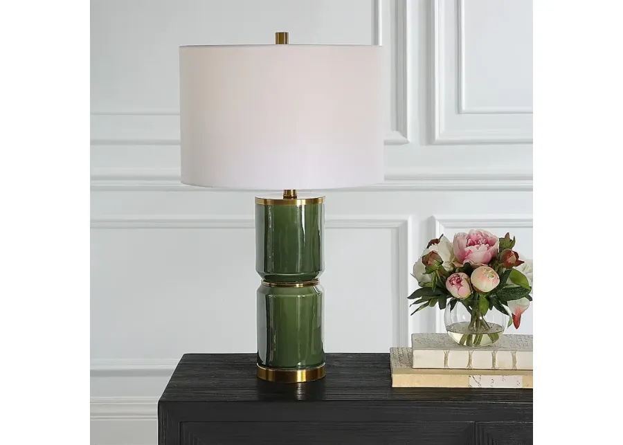 Noble Park Vidar Green Ceramic and Gold Metal Table Lamp-green