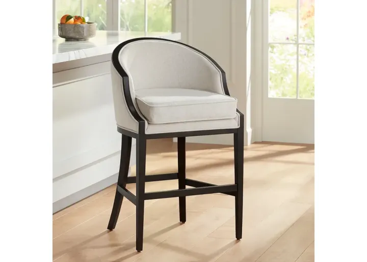55 Downing Street Jasper 31" High Oatmeal Fabric Bar Chair Stool-black