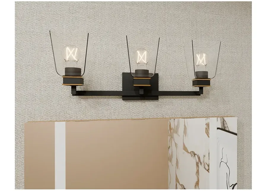 Almany 3-Light Matte Black Bath Light