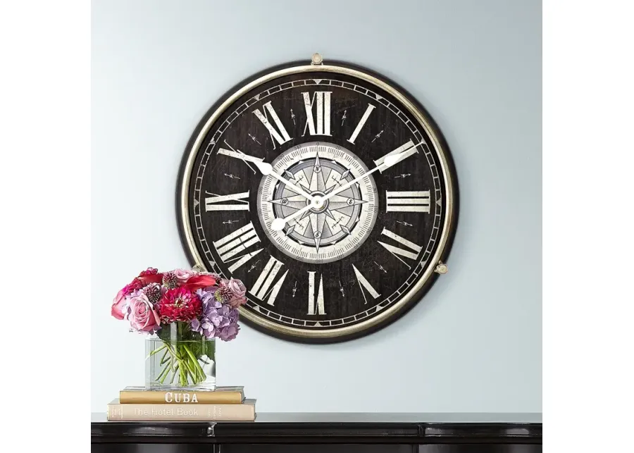 Dahlia Studios Carson 21 1/4" High Glossy Black Round Metal Wall Clock-black