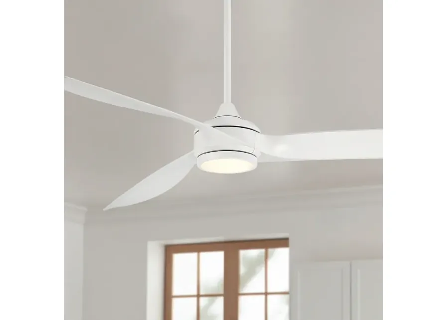 60" Casa Vieja La Jolla Surf Matte White LED Ceiling Fan with Remote-white