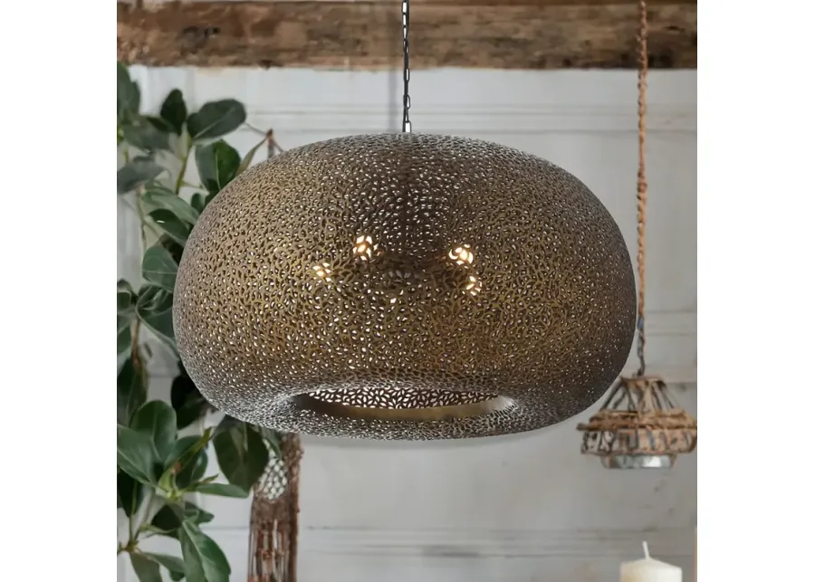 Moradabad 35" Wide Gilded Brass 5-Light Pendant-gold