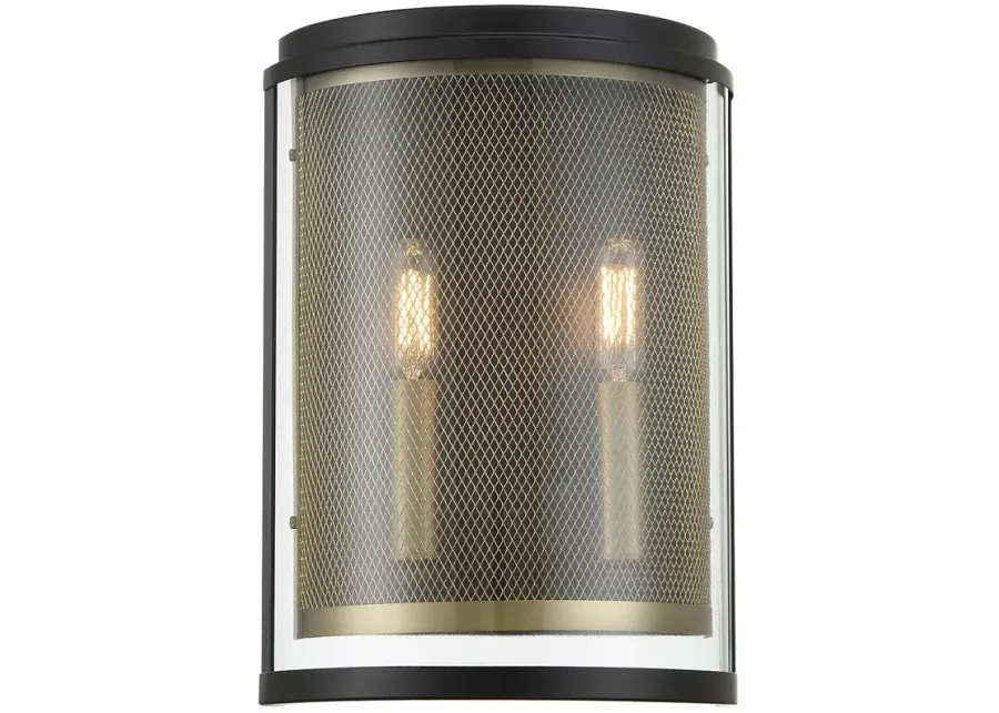 Metropolitan Soho 2-Light 9.25-in Coal Black and Brass Indoor Wall Sconce-black