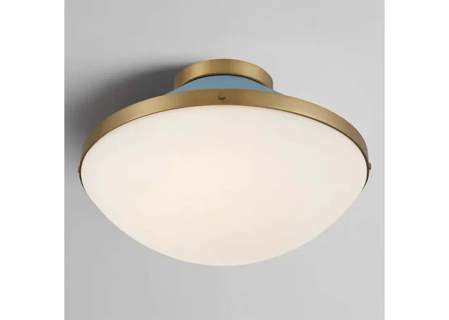 Xander 2 Light Vibrant Gold + Blue Flush Mount-gold