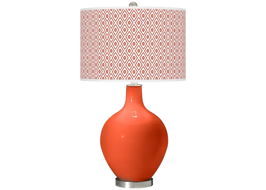 Color Plus Ovo 28 1/2" High Diamonds Shade Daredevil Orange Table Lamp-orange