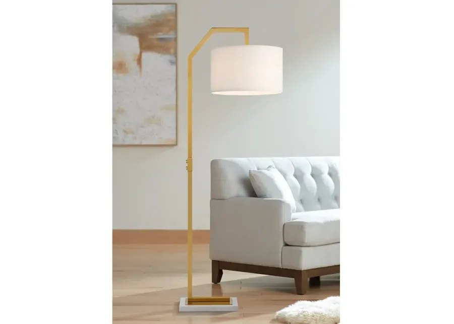 Possini Euro Kittridge 62 1/2" Marble and Gold Arc Modern Floor Lamp-gold