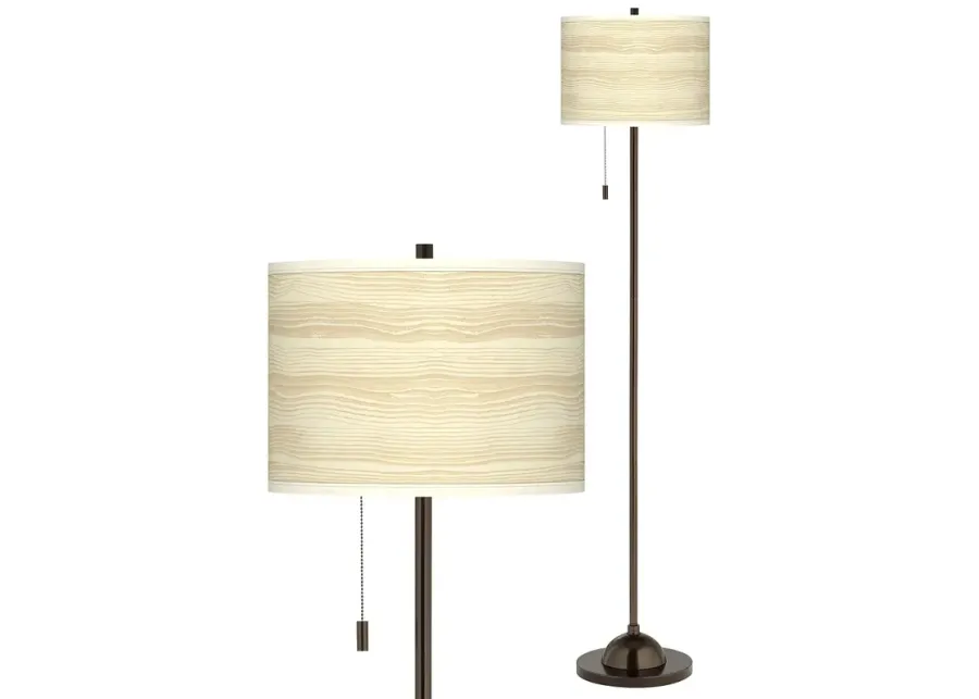 Birch Blonde Giclee Glow Bronze Club Floor Lamp