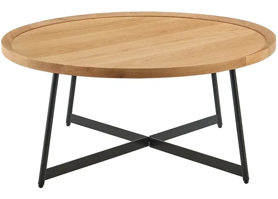 Niklaus 35 1/2" Wide Natural White Oak Wood Round Coffee Table-brown