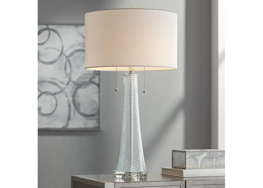 Possini Euro Miriam 28 1/2" Swirl Blue Glass Coastal Modern Table Lamp