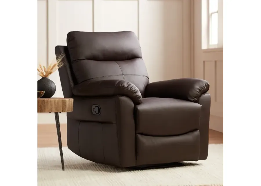 Newport Brown Faux Leather Manual Recliner Chair-brown