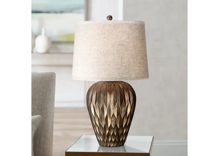 Possini Euro Buckhead 28" Bronze Modern Urn Table Lamp-brown