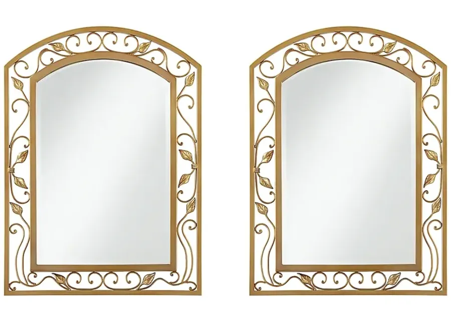 Eden Park Gold 25" x 34" Arch Top Wall Mirrors Set of 2-gold
