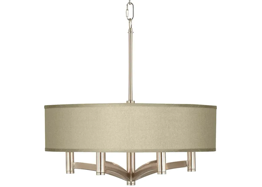 Possini Euro Ava 20" Sesame Faux Silk 6-Light Pendant Chandelier-silver