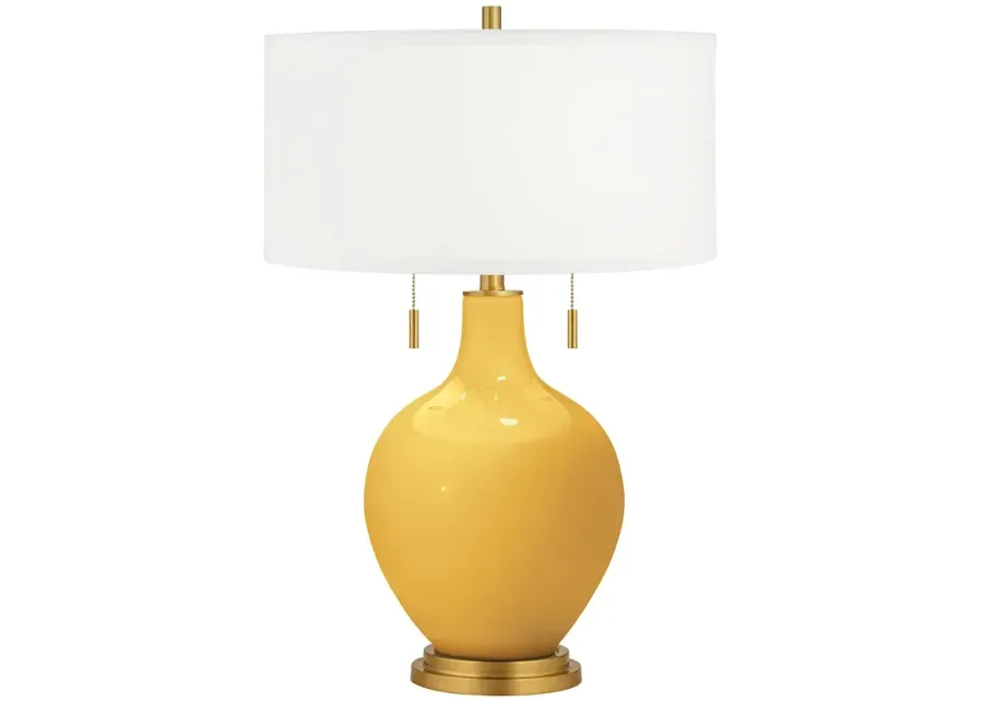 Color Plus Toby Brass 28" High Goldenrod Yellow Table Lamp