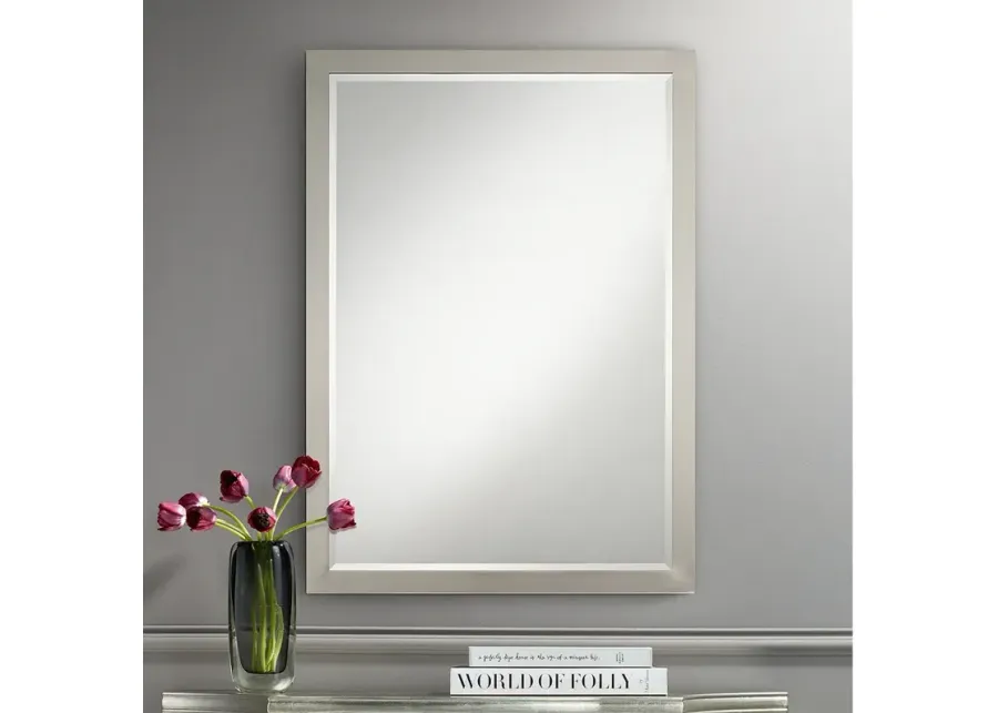 Possini Euro Metzeo 26" x 36" Brushed Nickel Mirror-silver