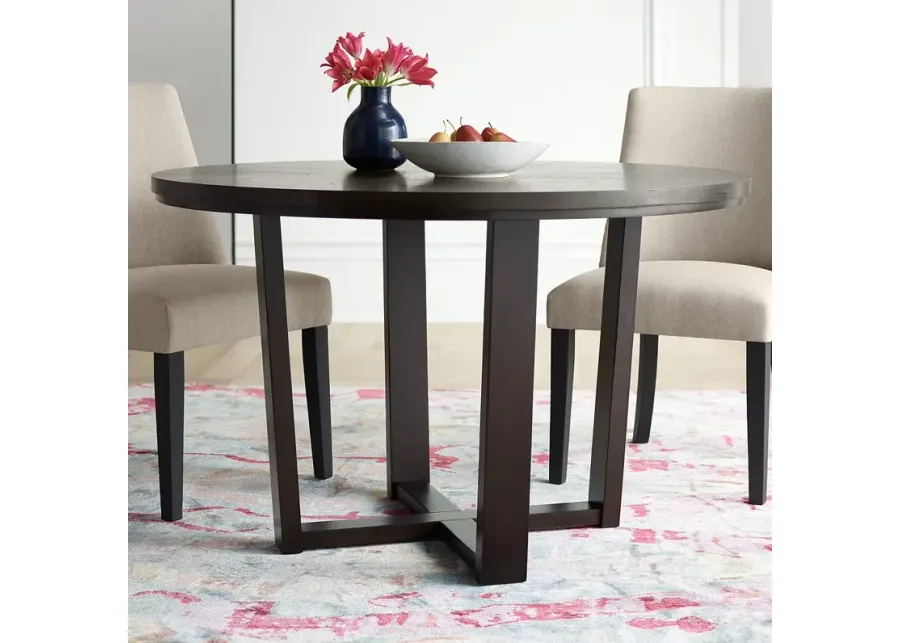 Conrad 48" Wide Dark Brown Wood Round Dining Table-brown