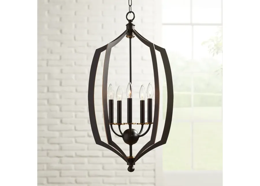 Minka Middletown 17" Wide Downton Bronze 5-Light Foyer Pendant-brown