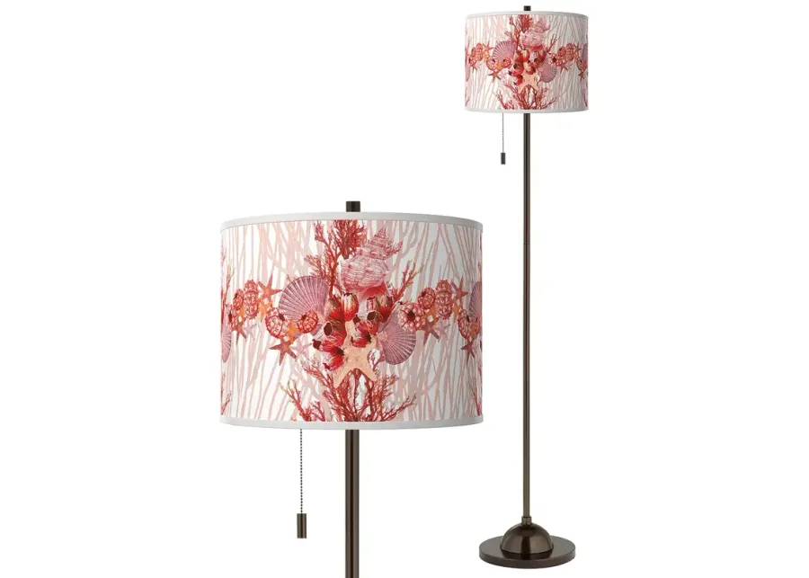 Giclee Glow Corallium Pattern Shade 62" High Bronze Club Floor Lamp-pink