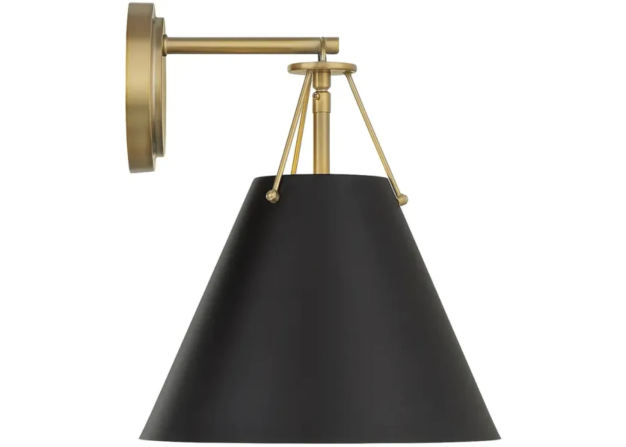 Xavier 12 1/2" High Vibrant Gold and Black Wall Sconce-gold