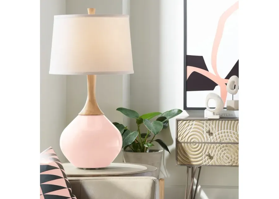 Color Plus Wexler 31" White Shade Rose Pink Table Lamp-pink