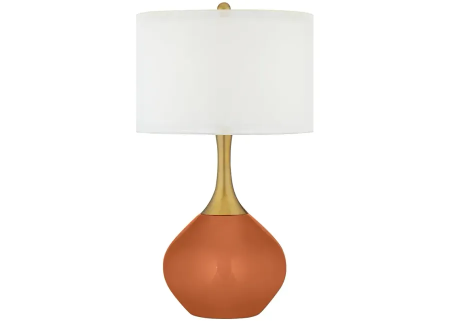 Color Plus Nickki Brass 30 1/2" High Robust Orange Modern Table Lamp-orange