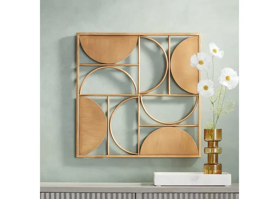 Demiluna 24 1/2" Square Shiny Brushed Gold Wall Plaque-gold