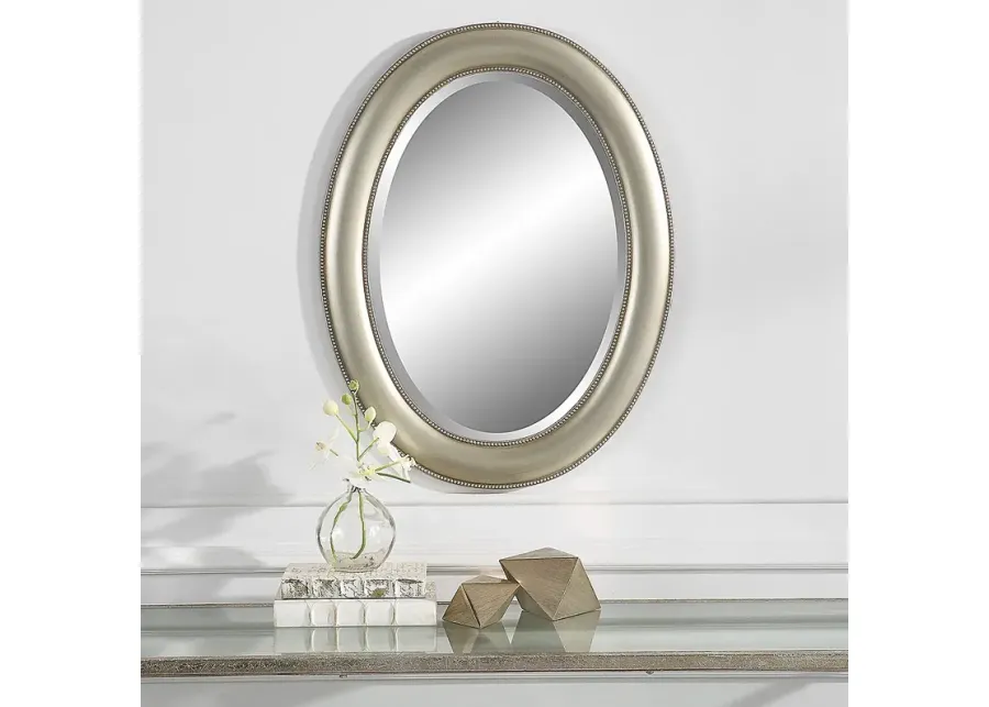 Noble Park Madison Silver 22 1/4" x 29 1/4" Oval Wall Mirror-silver