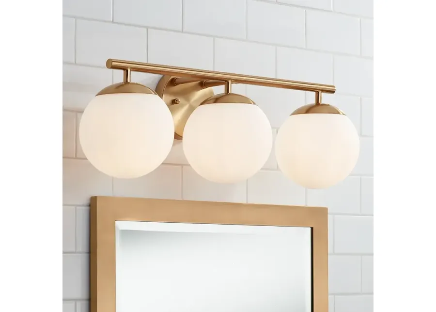 Possini Euro Meridian 23" Wide Gold Frosted Glass 3-Light Bath Light-gold