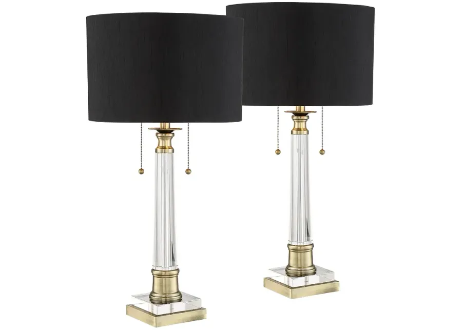Vienna Full Spectrum Stephan 30" Clear Crystal Column Lamps Set of 2-gold
