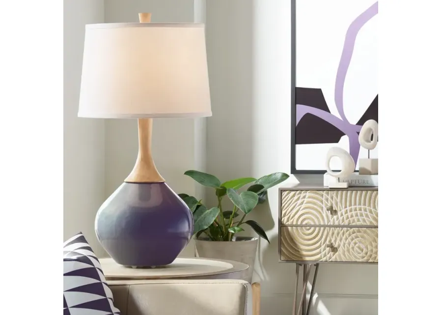 Color Plus Wexler 31" White Shade Quixotic Plum Table Lamp-purple