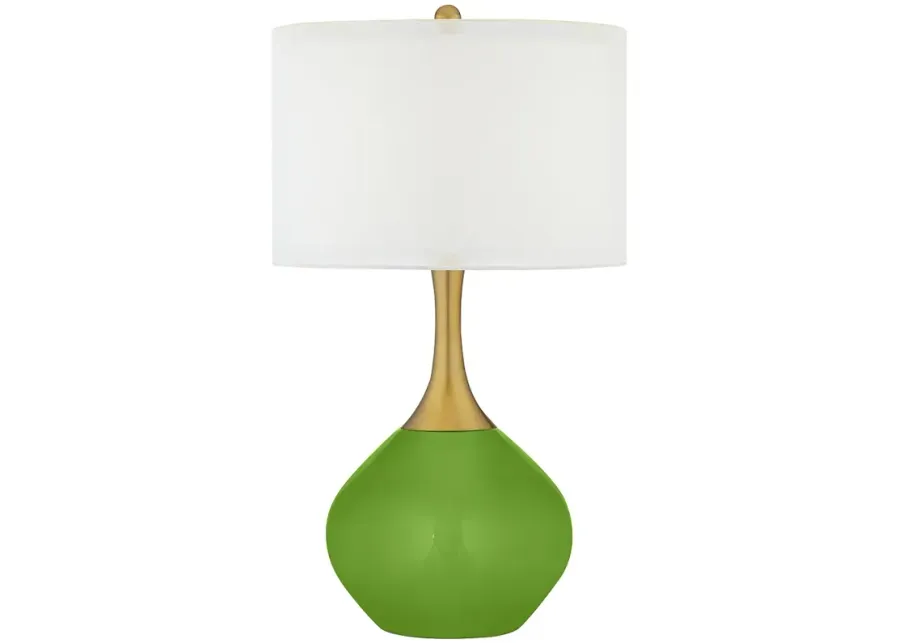 Color Plus Nickki Brass 30 1/2" High Rosemary Green Modern Table Lamp-green