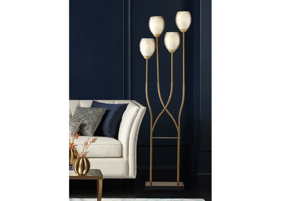 Pacific Coast Lighting Tulip 64" High 4-Light Warm Brass Floor Lamp-gold