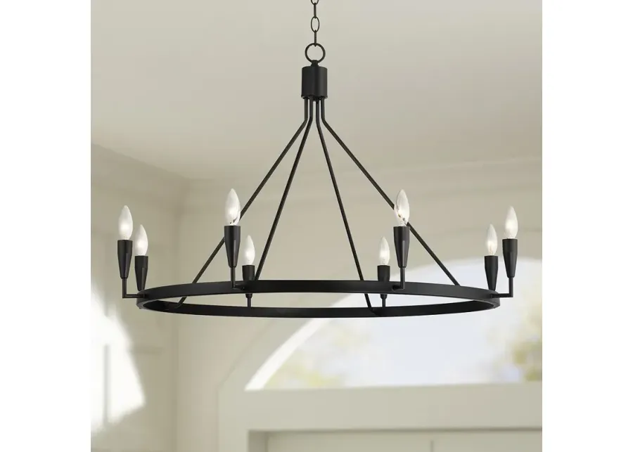 Possini Euro Covey 35 3/4" Wide Black 8-Light Ring Chandelier-black