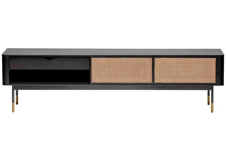 Miriam 70 3/4" Wide Black Wood 2-Door Media Stand-black