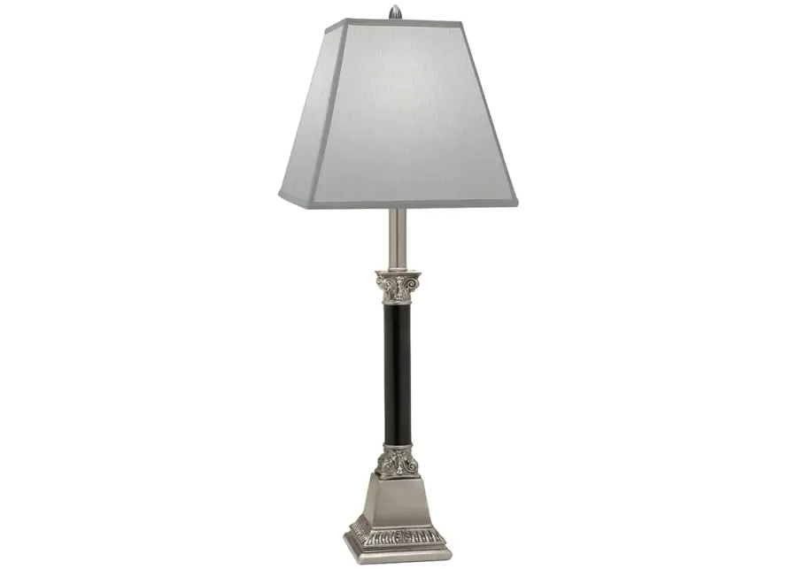32" H Antique Nickel & Matte Black Corinthean Capital Buffet Lamp