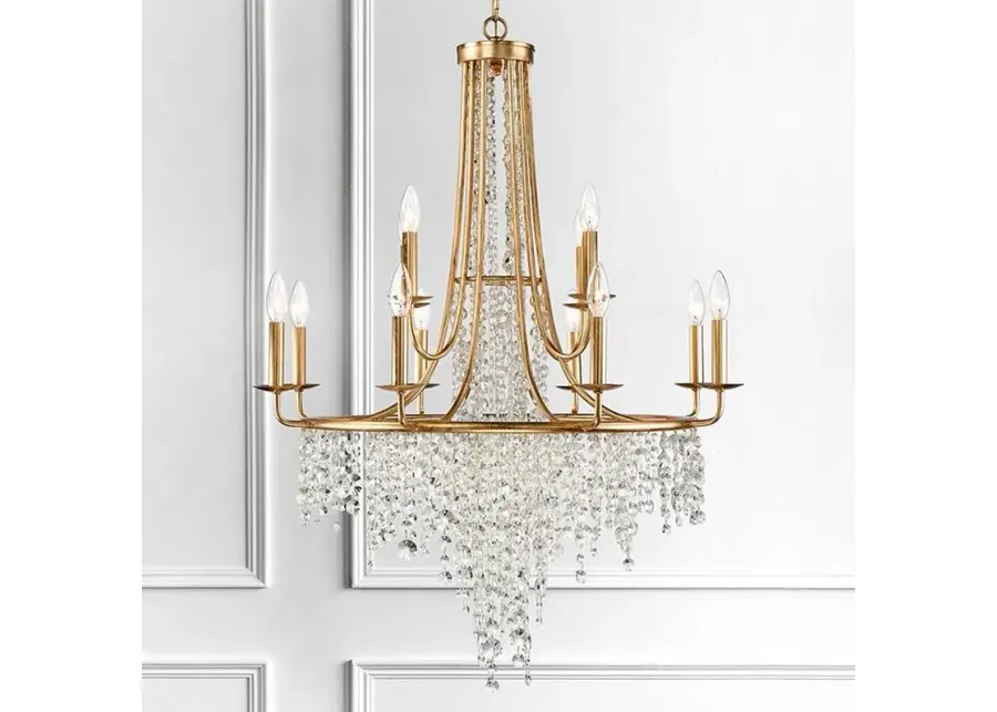 Crystorama Gabrielle 30" Wide 12-Light Antique Gold Crystal Chandelier-gold