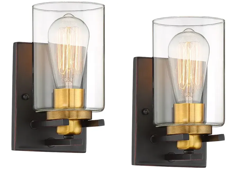 Possini Euro Demy 8 3/4" High Bronze and Gold Wall Sconce Set of 2-gold