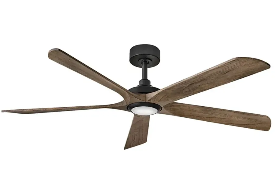 58" Layton Matte Black and Driftwood LED Smart Ceiling Fan-brown