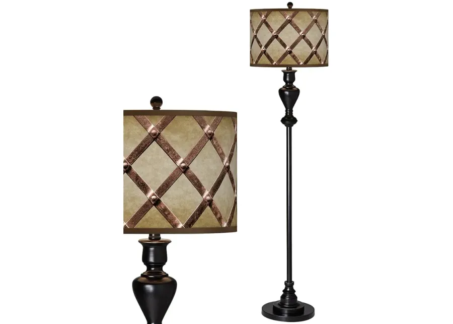 Metal Weave Giclee Glow Black Bronze Floor Lamp-brown