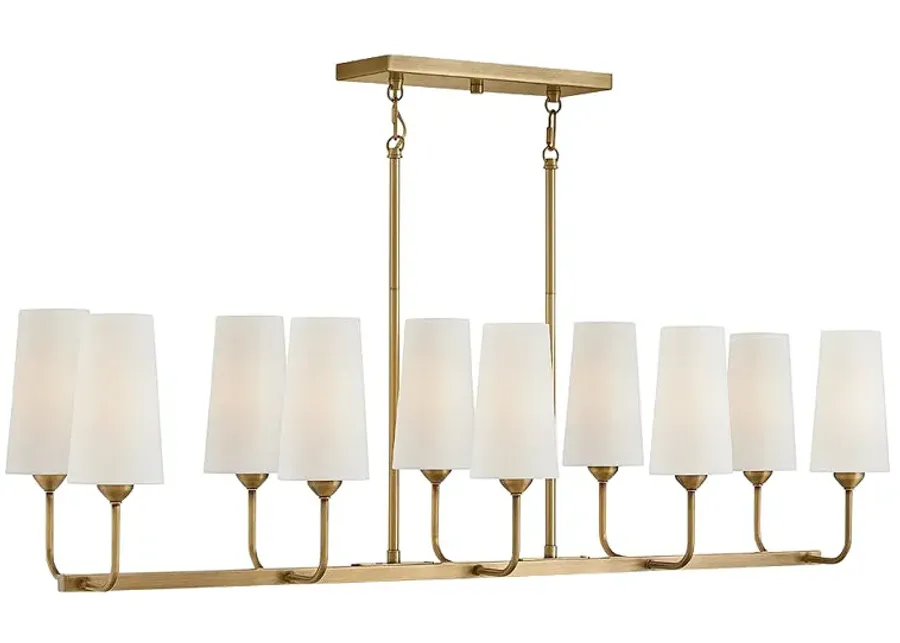 Lewis 44 1/2"W Heritage Brass 10-Light Linear Chandelier-gold