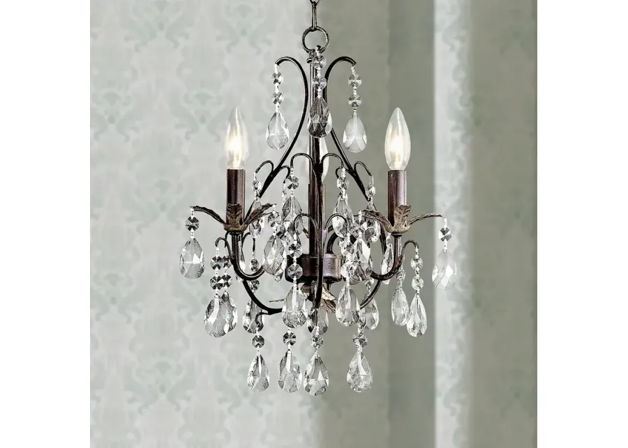 Minka Lavery Castlewood 13 3/4" Walnut and Crystal Mini Chandelier-silver