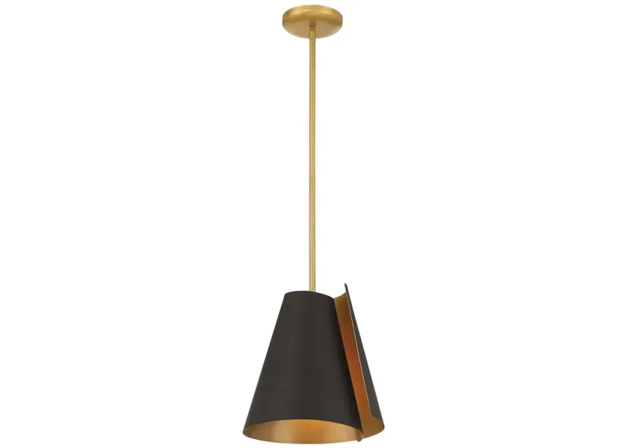 Minka-Lavery Hillcrest 1-Light 12-in Dark Bronze and Legacy Brass Pendant
