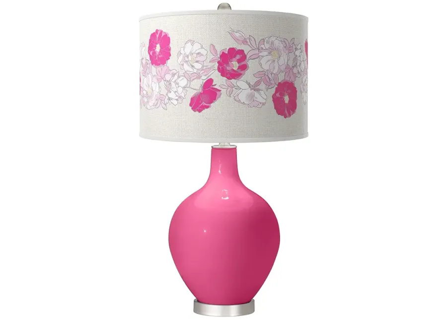 Blossom Pink Rose Bouquet Ovo Table Lamp-pink