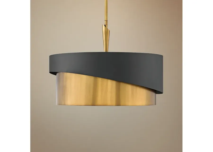 Hinkley Gigi 21" Wide Heritage Brass and Satin Black Finish Pendant-gold