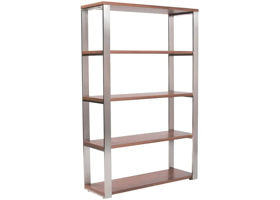Dillon 39 1/2" Wide Walnut Wood Brown Metal Shelving Unit-silver