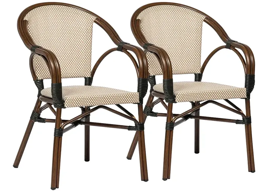 Ivan Tan White Indoor/Outdoor Stacking Armchairs Set of 2-brown