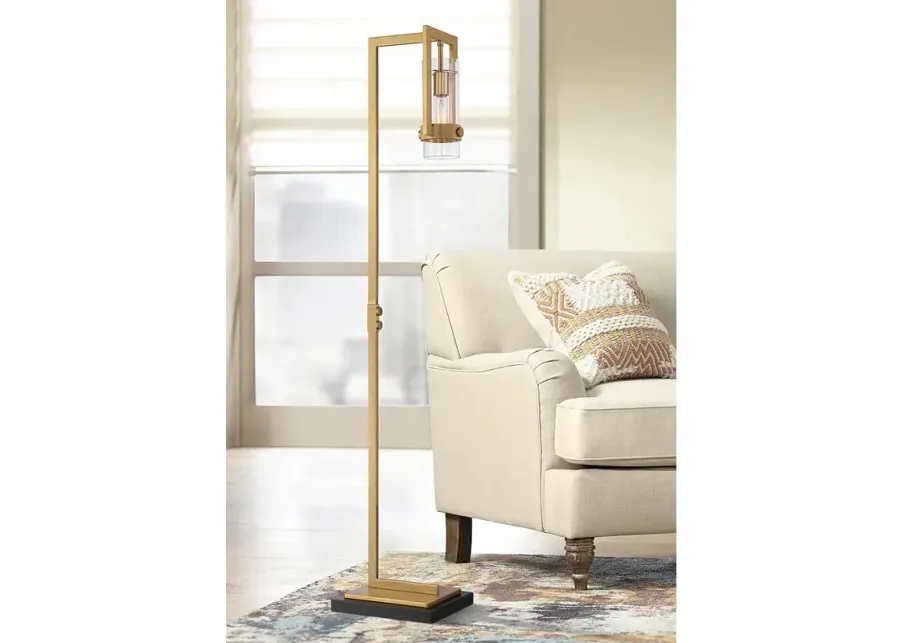 Possini Euro Denali 61" Warm Gold Floor Lamp with Glass Shade-gold